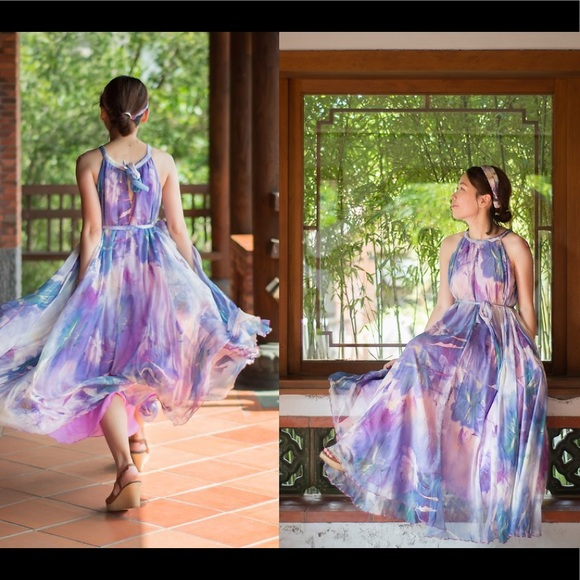 Beautiful Watercolour maxi dress - Picture 2 of 3